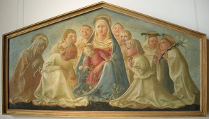 Madonna Trivulzio, anno di esecuzione 1430 circa, cm. 62 x 167,5, tecnica a tempera su tavola, Pinacoteca del Castello Sforzesco, Milano